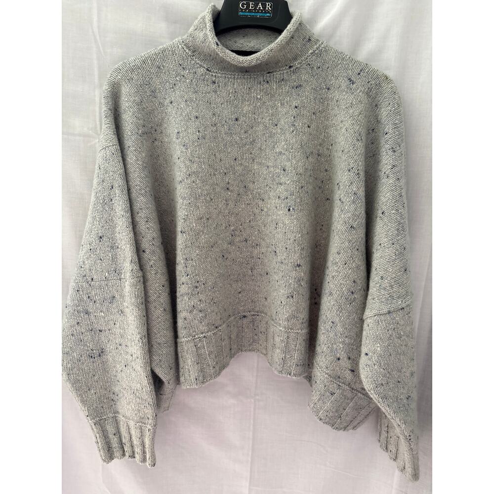 Shirin Guild Sweater Gray Blue Wool Cashmere Oversized Heritage Boxy OS